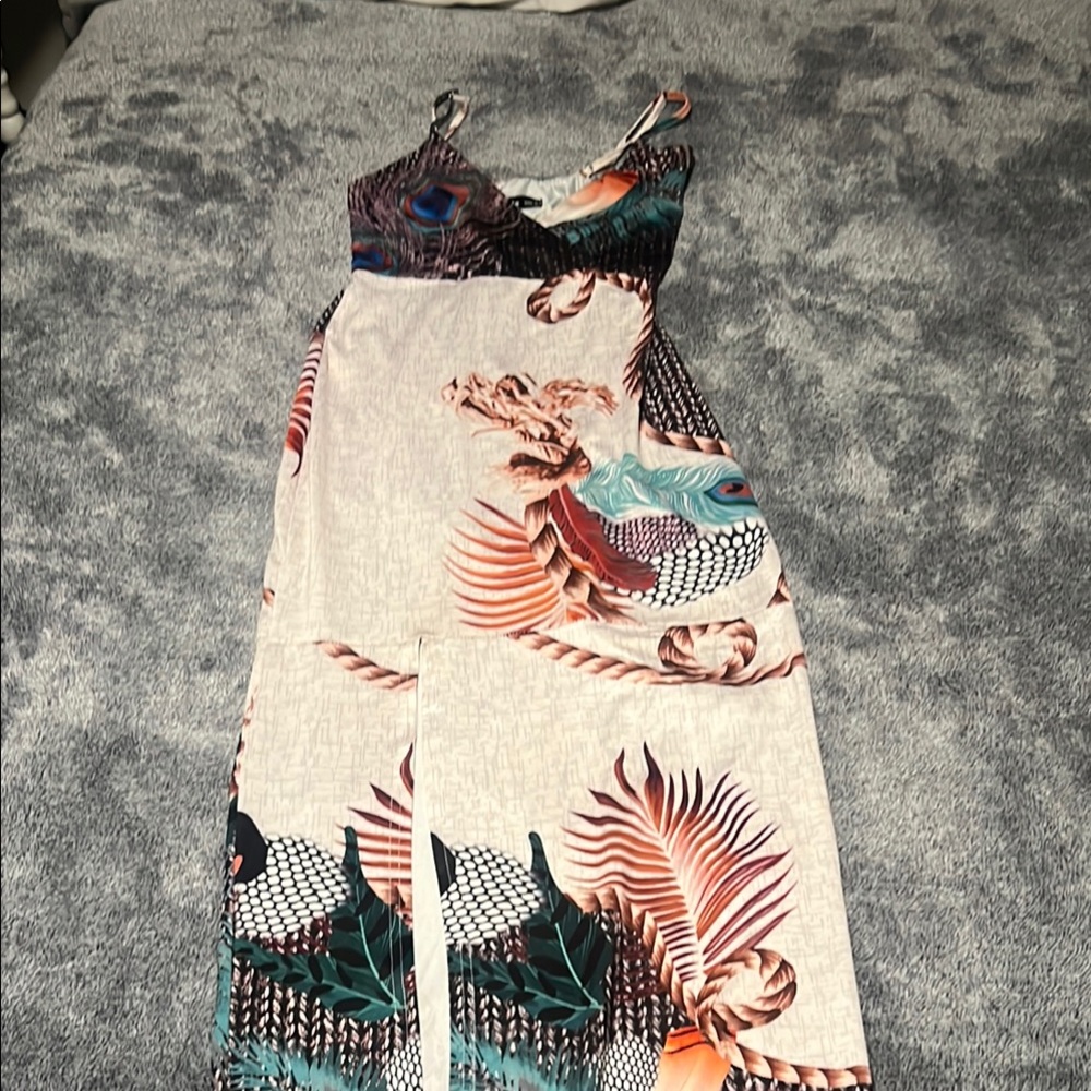 Vibrant Orange and Blue One Piece with Tropical Flair